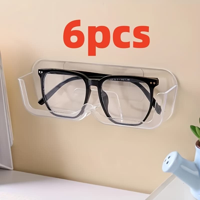 TEMU 6pcs Wall-mounted Glasses Storage Rack, Plastic Hanging Glasses Display Rack, Space-saving Home Storage Organizer, Home Decor, Christmas Gift, New Year Gift, Men's Gift, Women's Gift