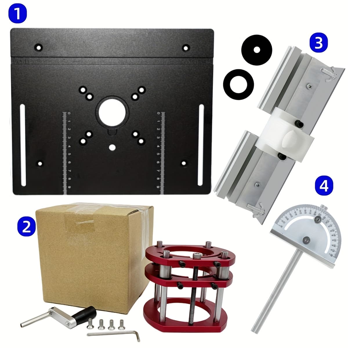 TEMU Router Lift Kit And Aluminum Plate Designed For Woodworking Routers With 65mm Diameter Motors, Suitable For Workbenches And Engraving Machines