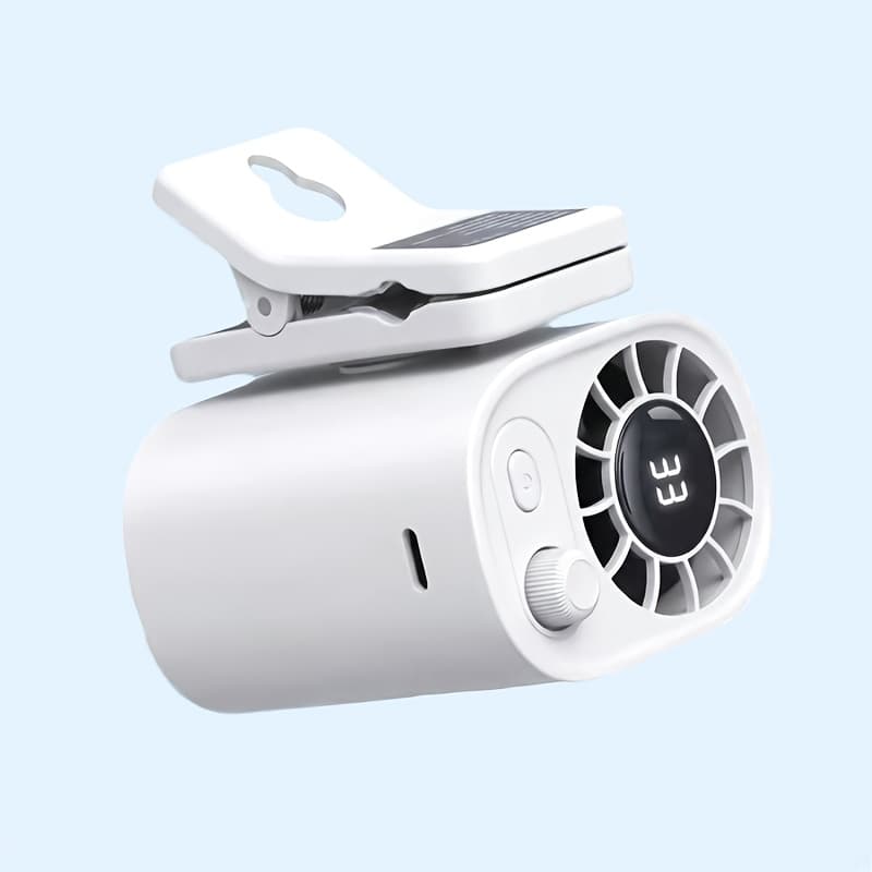 TEMU Car Clip On Fan No Cooling Function With Led Display 360° Rotation 100 Adjustable Usb Rechargeable Personal 2000mah Battery Charging - Button