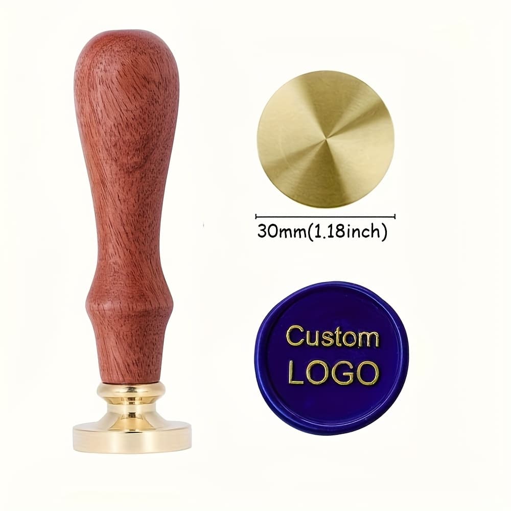 TEMU Custom Wax Seal Stamp, 22/25/30/35/40mm Personalized Wax Seal Stamp With Wooden Handle, Create Your Own Design/logo/letter Customization, For Wedding, Invitation, Party, Envelopes, Gift