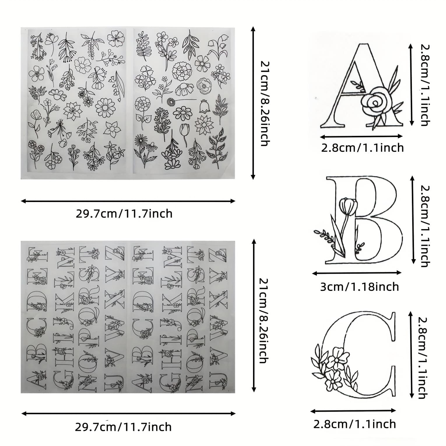 TEMU 102pcs English Letters And Small Flower Series Self-adhesive Water-soluble Embroidery For Diy Craft Enthusiasts