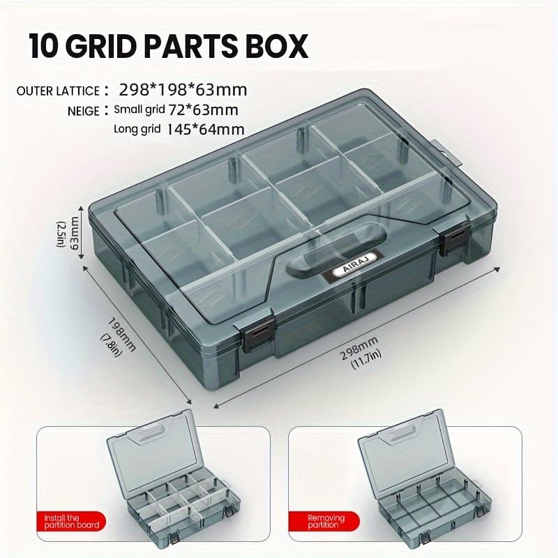 TEMU Airaj Parts Box Free Partition Pressure Resistant Durable Multifunctional Hardware Parts Storage Tool Box