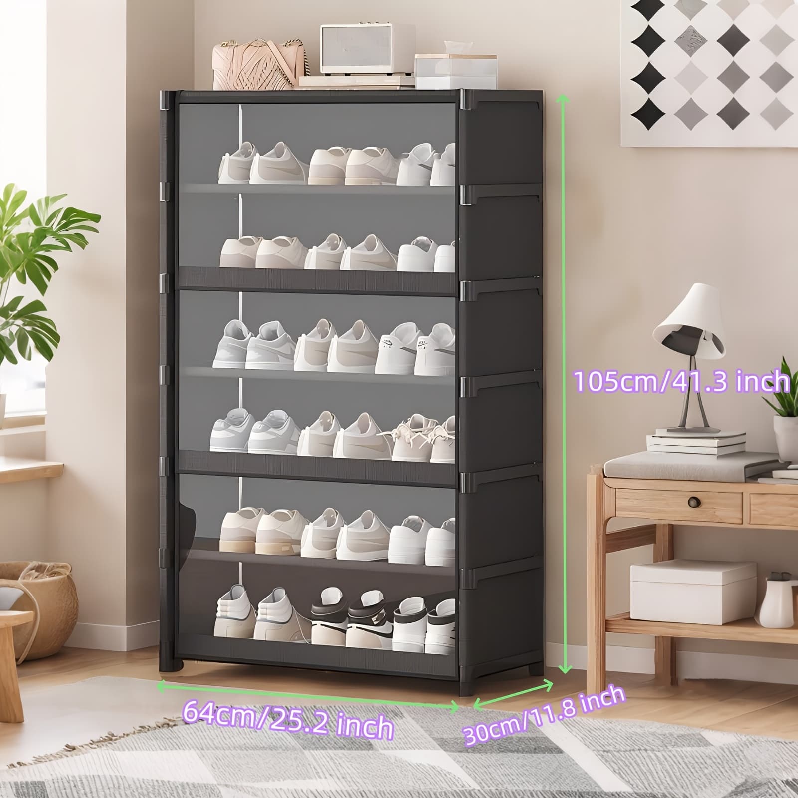 TEMU Large-capacity Simple Shoe Cabinet With Door, Extra-wide Dustproof Shoe Rack, Space-saving Shoe Organizer Shelf For Home Entryway Hallway Apartment