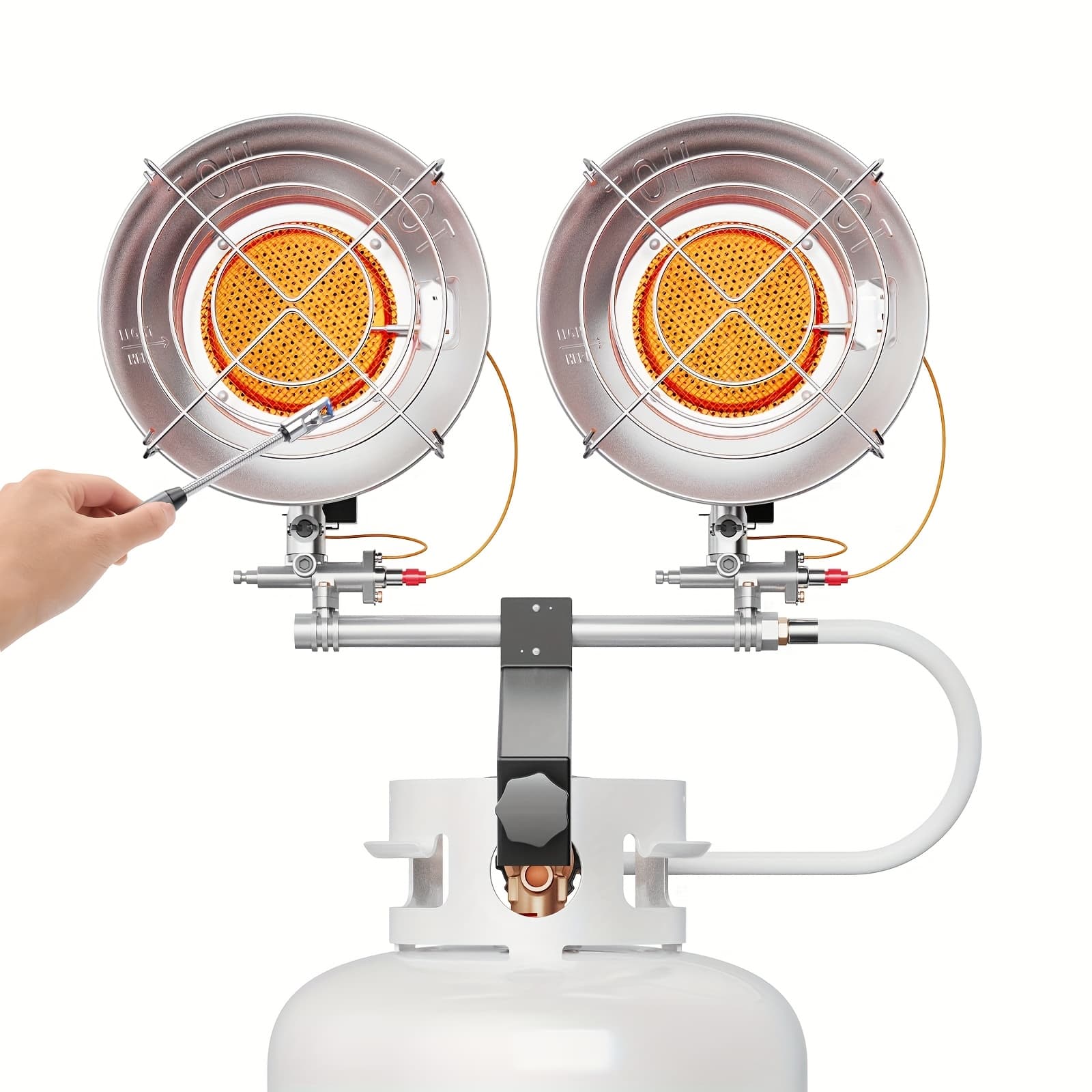 TEMU Double Tank Top Outdoor Propane Heater With Shut-off Valve And Tip-over Switch Propane Patio Heater Durable Outdoor Heaters For Patio, Camping, Garage, Porch, Outdoor Sports Event