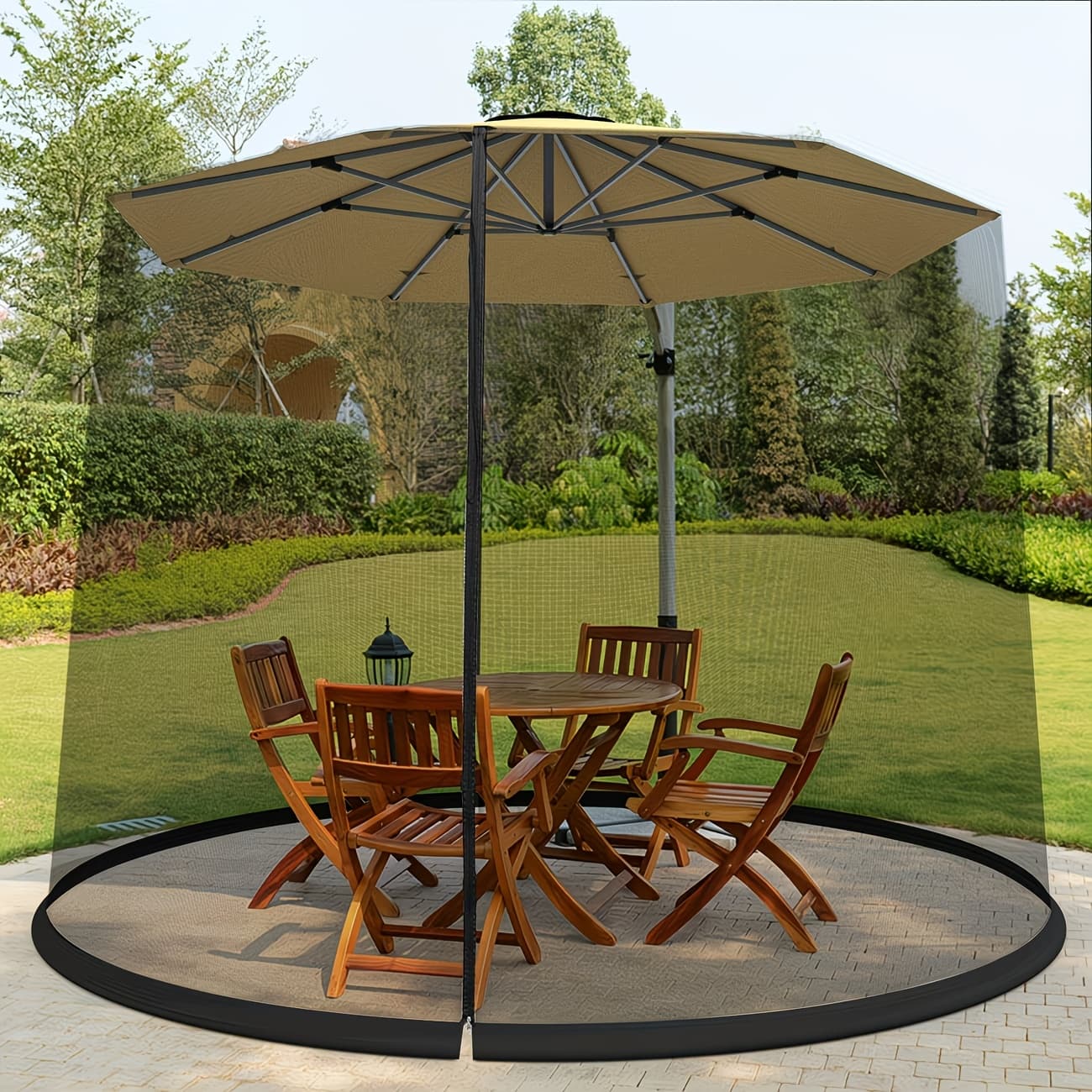 TEMU Versatile Outdoor Umbrella Shield - Patio Canopy, Spacious Outdoor Mesh Tent Featuring A Large Net With Zipper Entrance And Polyester Mesh Fabric, Ideal For Camping And Picnicking