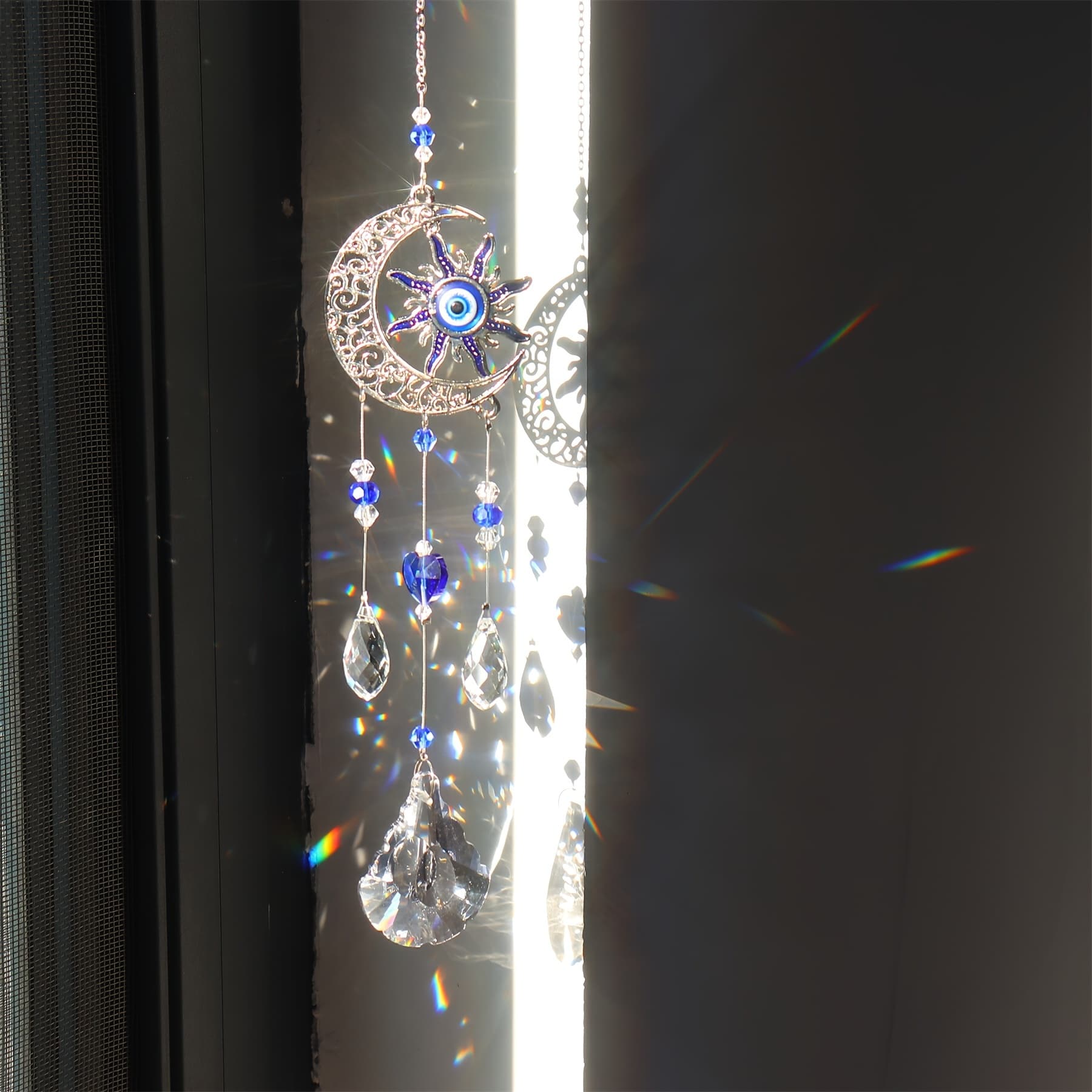 TEMU 1pc Evil Eye, Moon Sun Catcher Pendant For Home Window Decor Garden Hanging Ornament