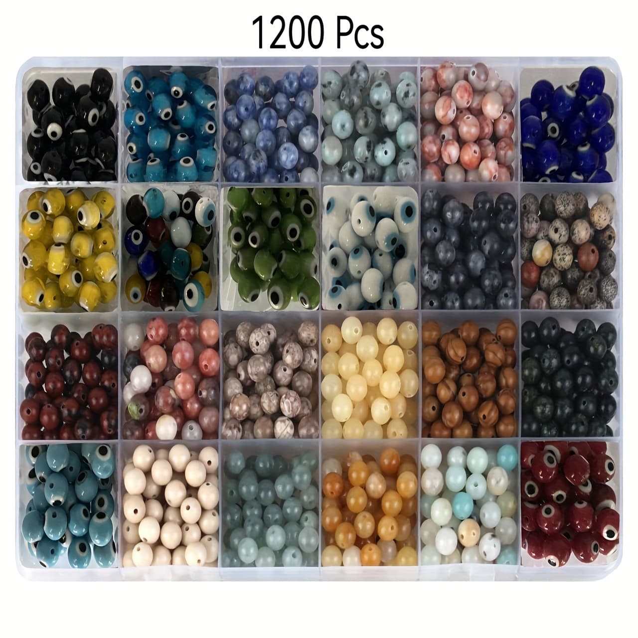 TEMU 1200pcs Of 8mm Natural Stone Beaded Handmade Bracelet Necklace Production, Women's Family Jewelry Production
