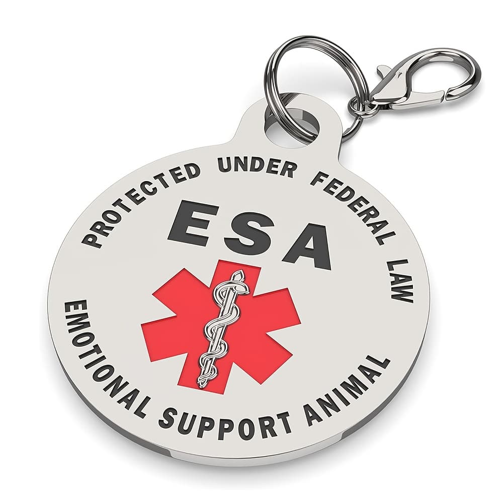 TEMU Medical Symbol Stainless Steel Pet Tag, Circular Double Rod Pendant, Suitable For Emotional Support Animals And Service Animals