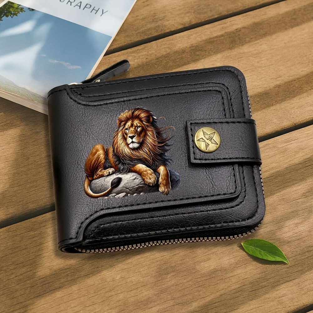 TEMU Men's Lion Pattern Wallet – A Symbol Of Mature . Business & , Multi-card Large-capacity Design, Holds Cash, Credit Cards & Id. Essential For Men – Ideal New Year Gift For Fathers And Men
