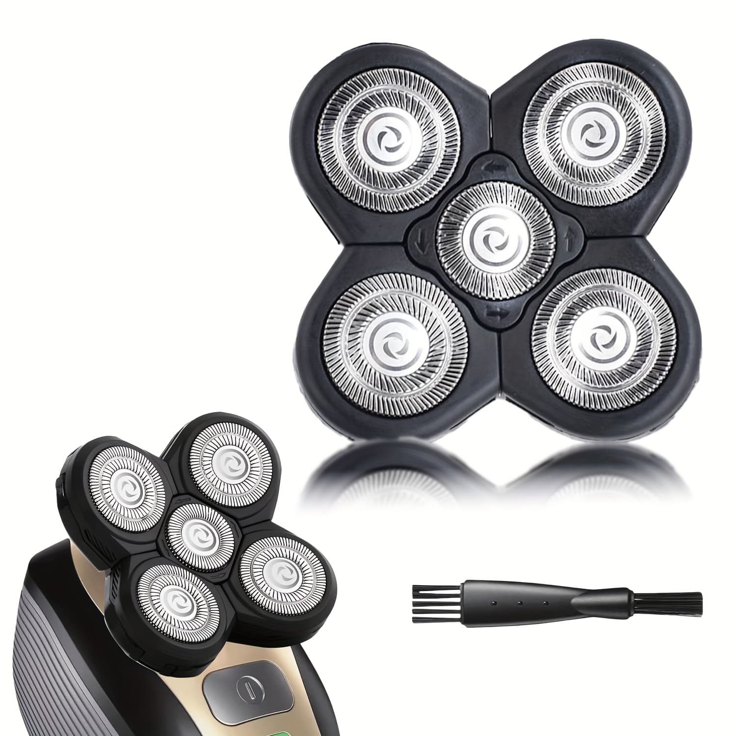 TEMU Head Shaver Replacement , 5-blade Shaver Replacement Heads For Bald Men Shaving, Head And Face Electric Razor Refills