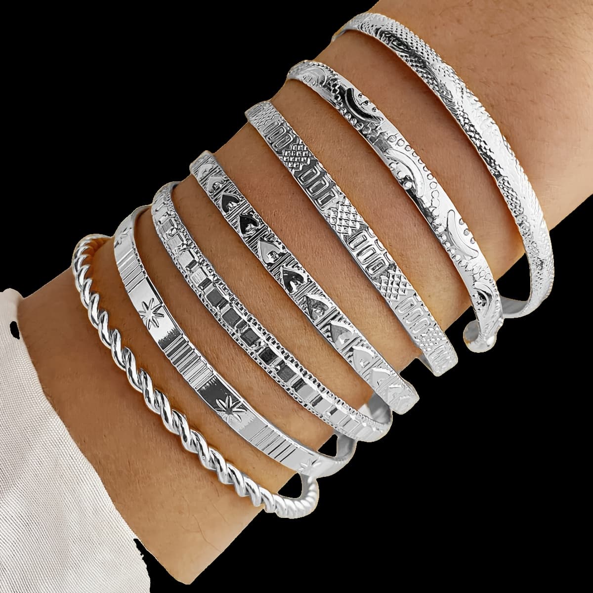TEMU 7/ 14pcs Of Arrow Pattern Six-pointed Star Twisted Bracelets, Elegant Women' Luxury Versatile Additions Suitable For Vacation And Party Wear