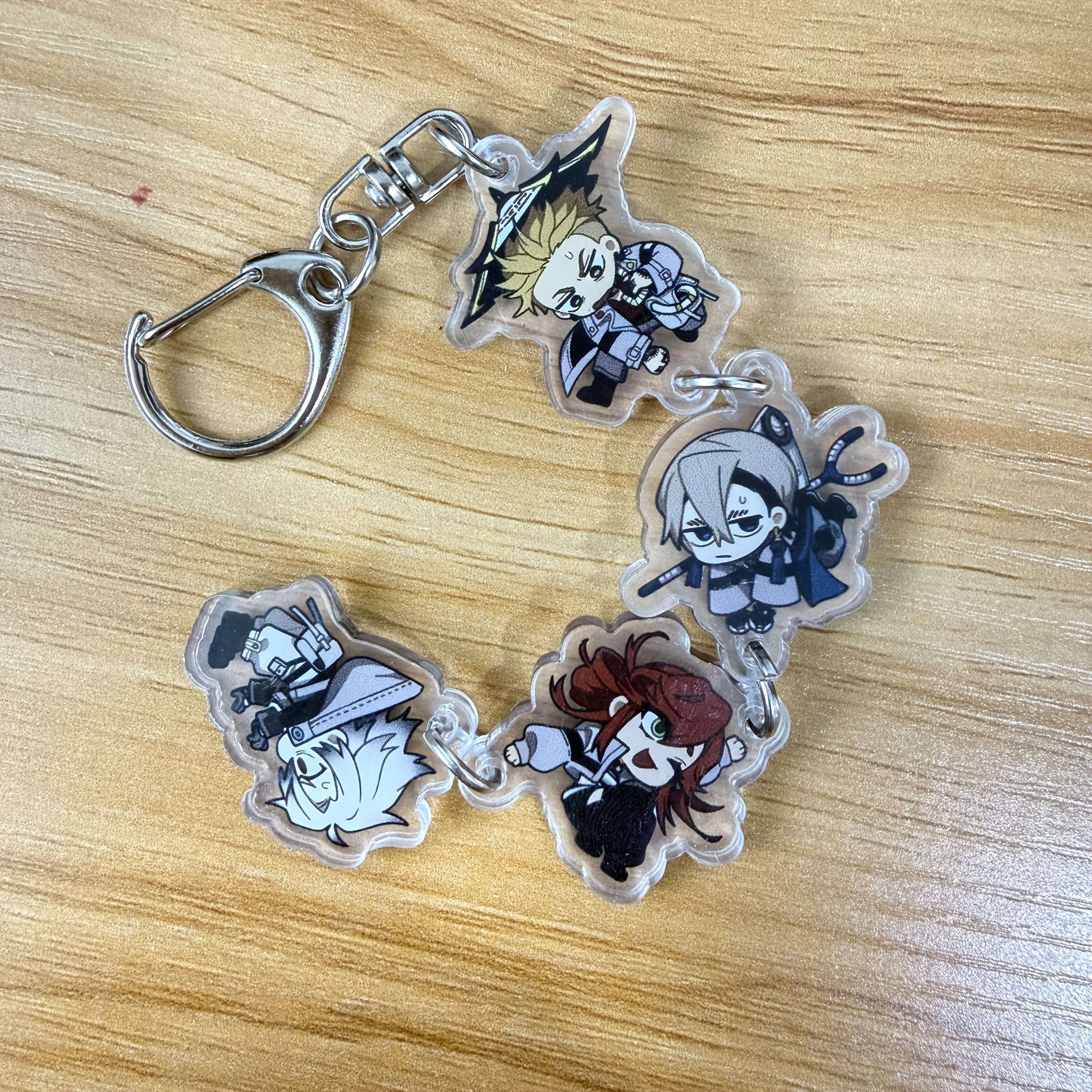TEMU 2d Flat, 2d Flat Acrylic Keychain, 4pcs Per Strand, Double-sided Printed With Exquisite Character Designs, Holiday Gift Accessories, 2d Flat