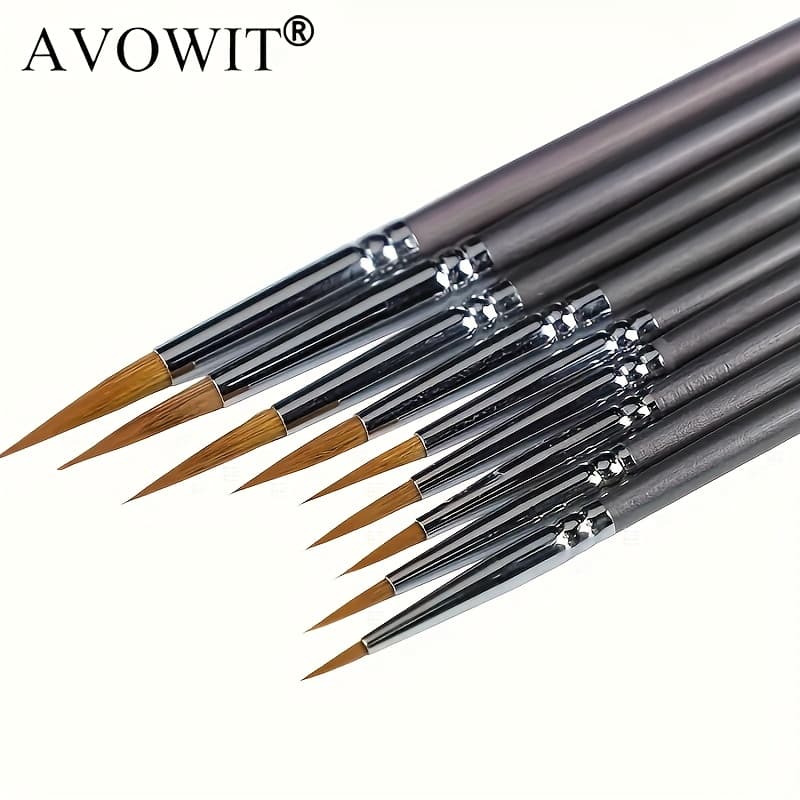 TEMU Avowit 9pcs Artist Brush Set - For Watercolor, Gouache, Oil Painting, With Ergonomic Handle, Brushes, Professional Art Painting Brush Kit For Hand Drawing