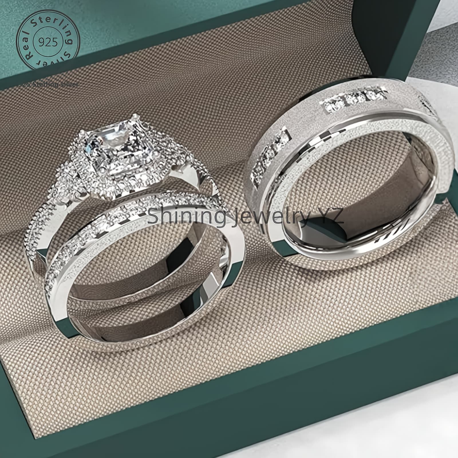 TEMU 925 Silver, Moissanite Ring, Square Moissanite , Men's Fine Ring, Women's Fine Ring, , Party, Birthday Gift, Christmas, Halloween, Thanksgiving Gift, With A Box Included