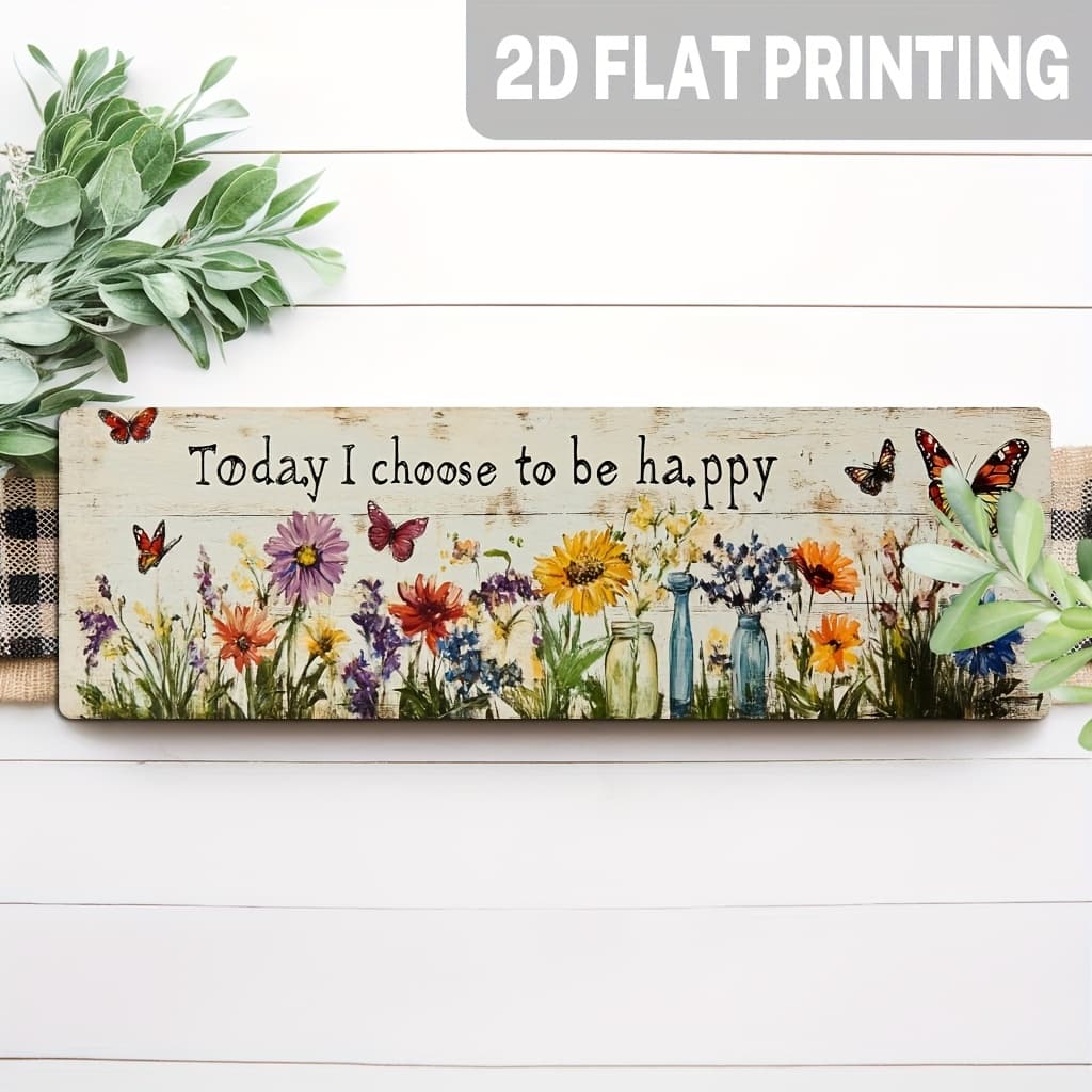 TEMU 2d Flat, 1pc, Inspirational "today " Wooden Sign, Floral Theme, Wall Hanging, Rustic Style Wall Decor For Living Room, Bedroom, Farmhouse, Office, Decorative Sign, 5x16 Inch, 2d Flat