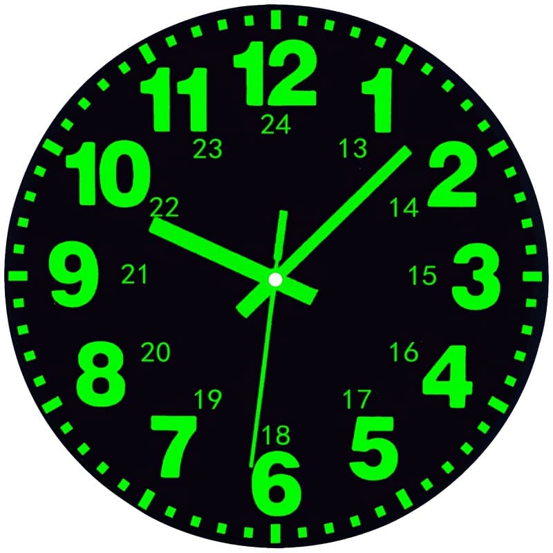 TEMU 1 10inch Luminous Silent Wall Clock Black Dial Green Numbers, Battery Powered (excluding Aa Batteries), Suitable For Living Room, Bedroom, Kitchen Decoration, , Durable Material, Home Decoration