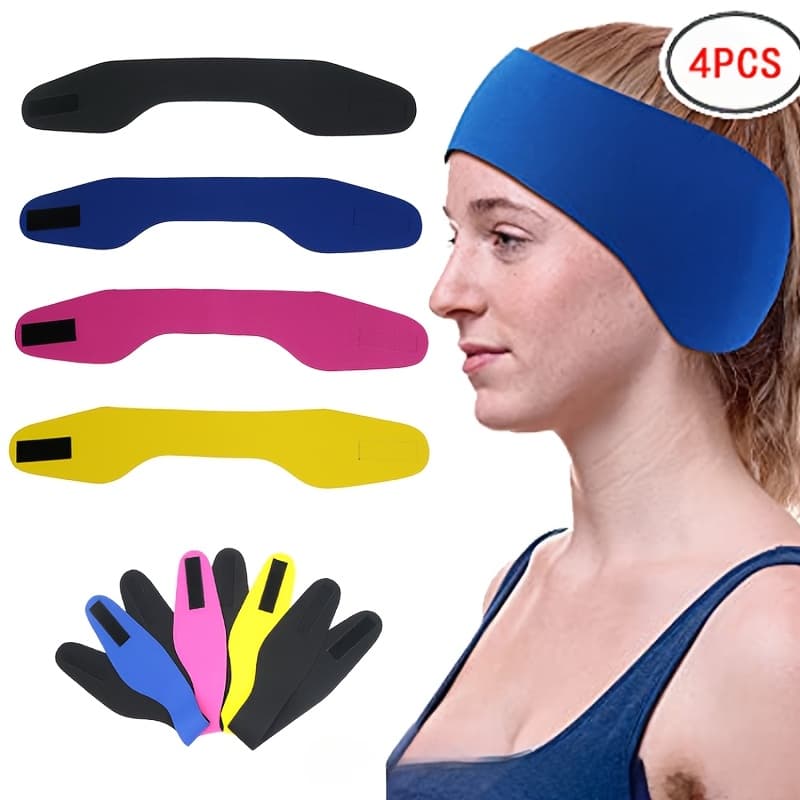 TEMU 4pcs Waterproof Swim Headbands, Leakproof Ear Bands, Flexible Skin-friendly Swimming Hairbands To Avoid Ear Water , Practical Water For People, Summer Pool Party And Daily Swimming Training