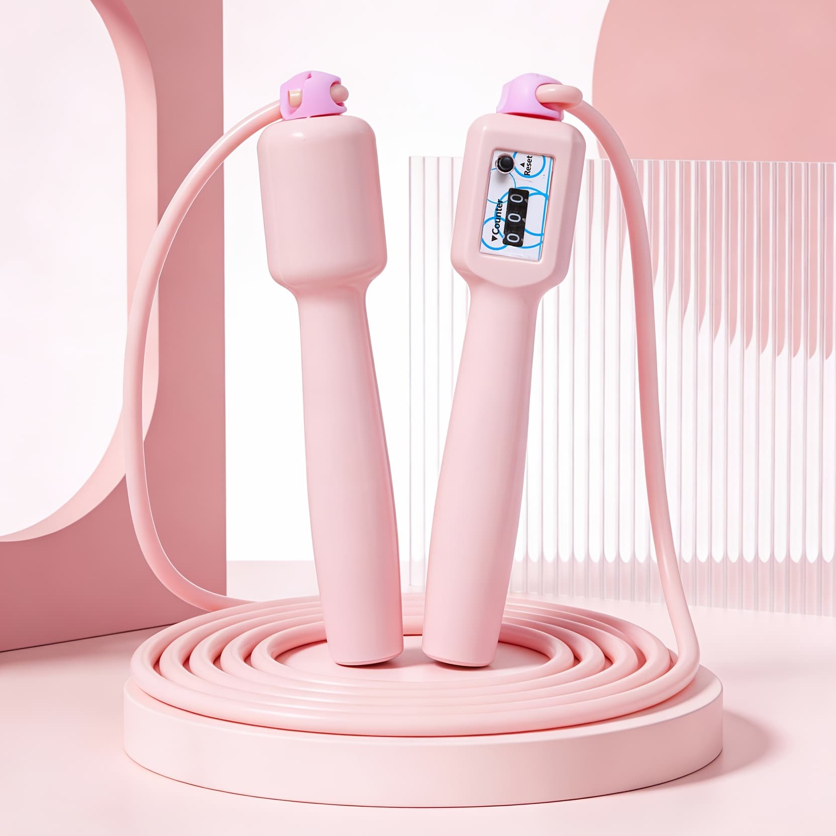 TEMU Classic Macaron Color Solid Adjustable Length Jump Rope With Non-slip Handles For Fitness, Weight Loss, Easy Sweating, And Speed Improvement - Mechanical Counter Jump Rope
