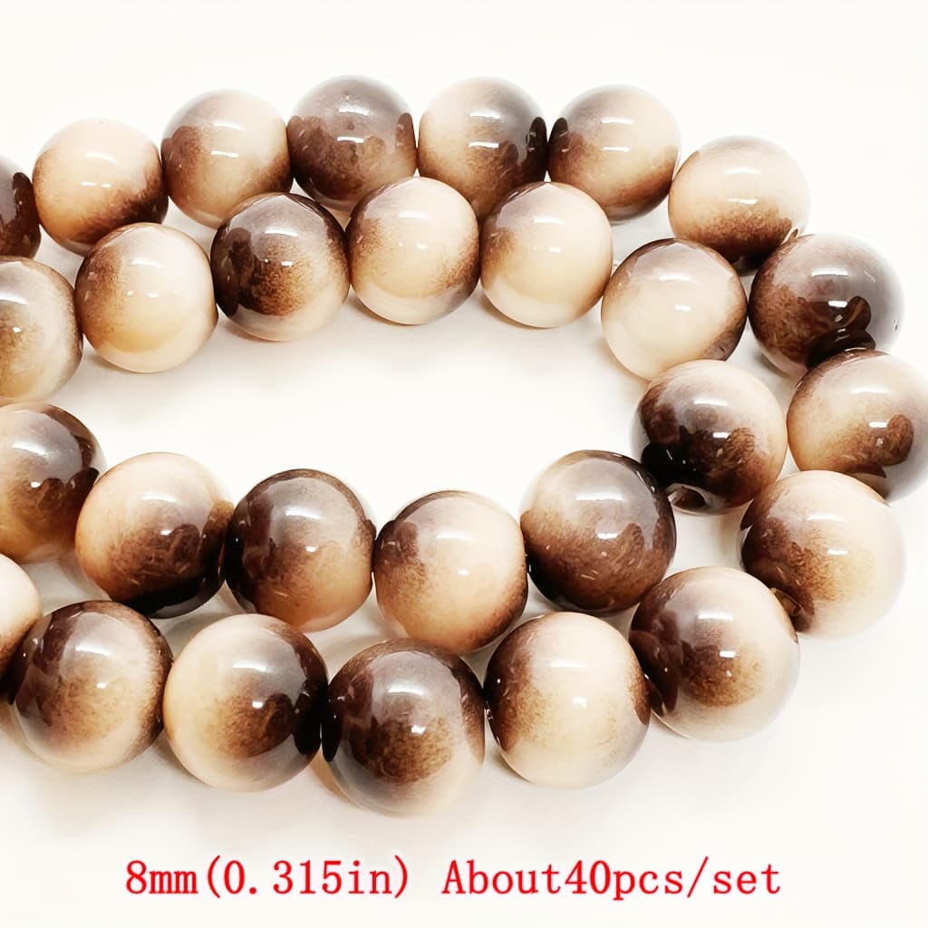 TEMU 40/30pcs 8mm/10mm Simulated Eye Smooth Round Glass Beads - For Diy Bracelet Necklace Earring, Beading Crafts, Festival Decoration Jewelry Making