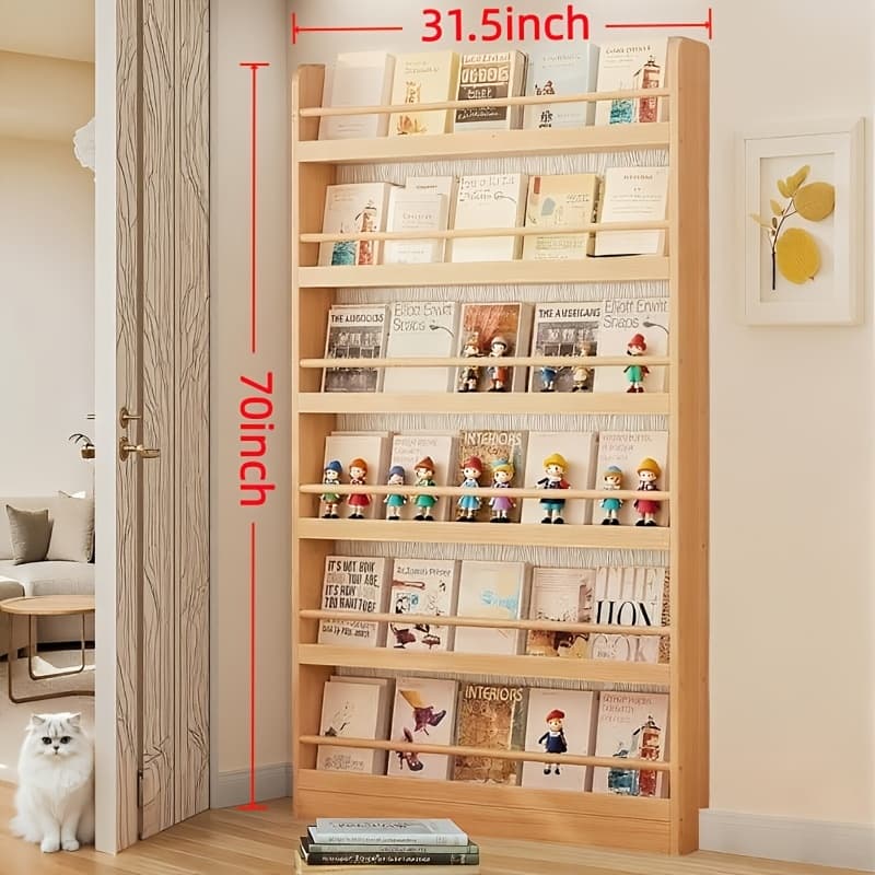 TEMU 4/5/6 Tier Wooden Behind The Door Storage Cabinet, Inch Wide, Ultra-thin Bookshelf Suitable For Behind The Door, Storage Shelf For Living Room, Study, Bedroom