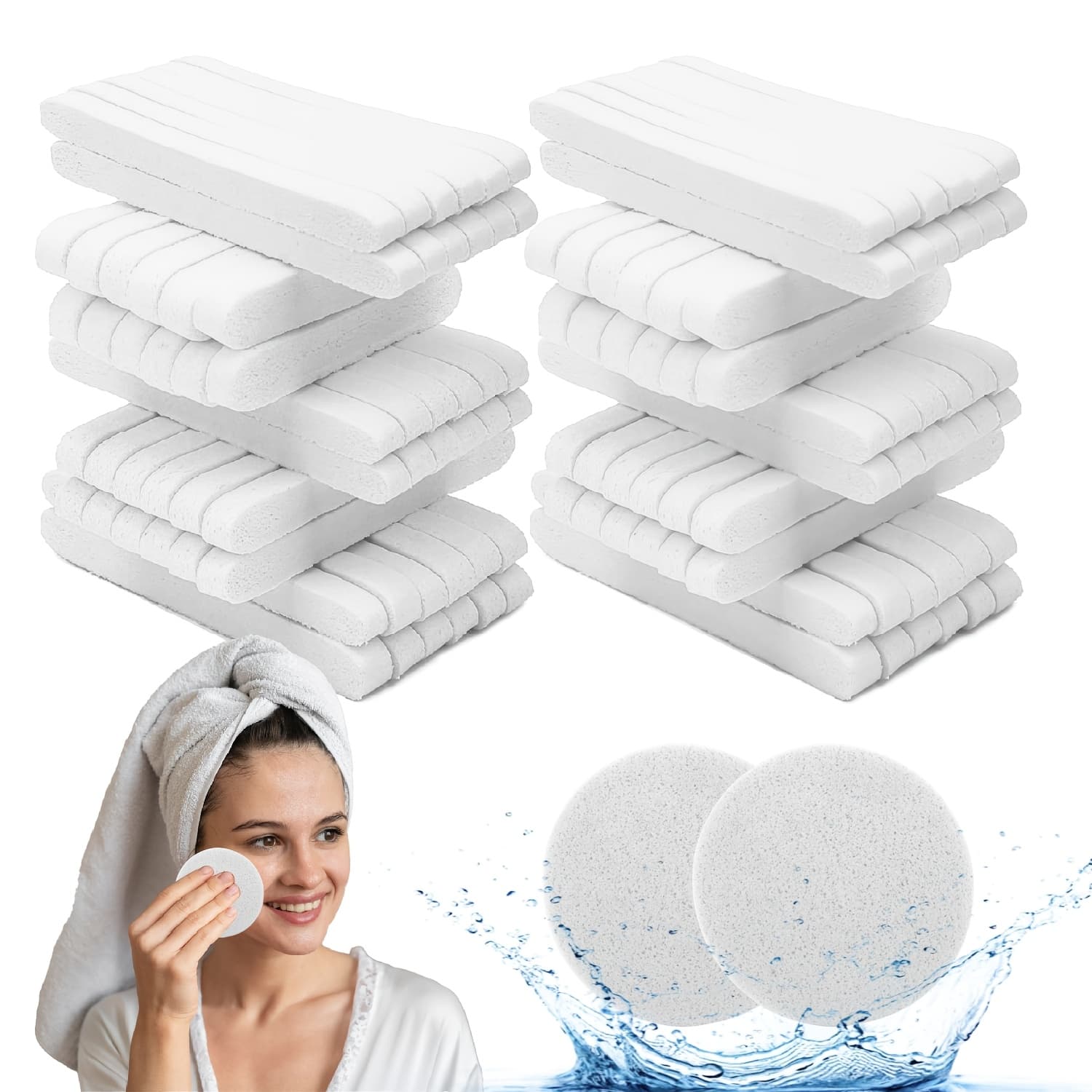 TEMU 36pcs Compressed Sponges For Washing Face, Cellulose Spa Sponges For Aesthetic Skincare Facial Cleansing Exfoliating Mask Makeup Removal
