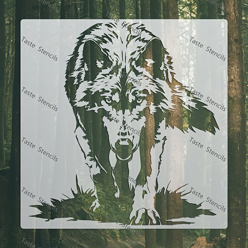 TEMU 1pc Wolf Painting Stencil, X Inches, Reusable For Canvas, Fabric, T-shirts, Logos, Picture Frames, Home Decor, Art, Crafting