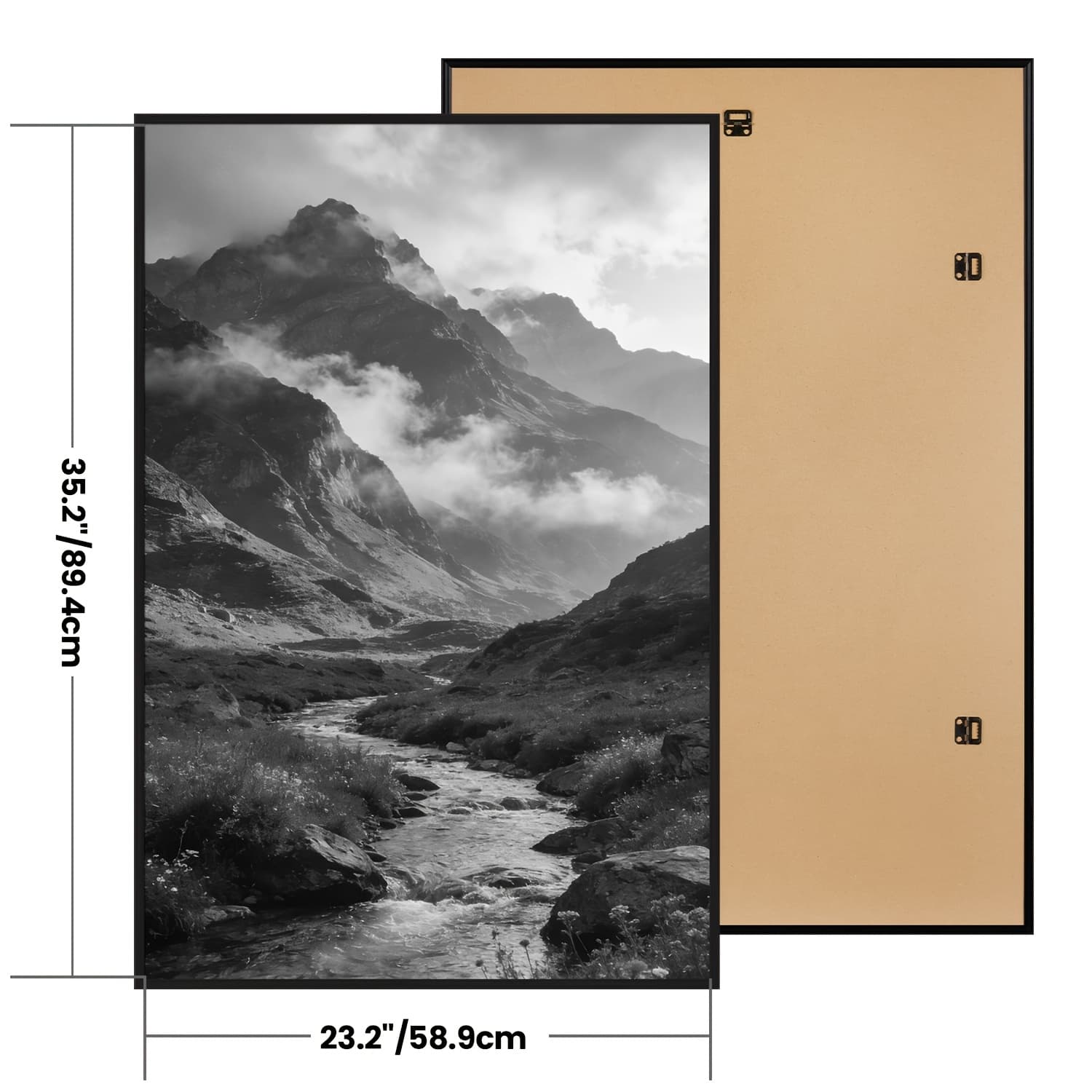 TEMU 3 Pack 24x36 Black Poster Frame, Scratch-proof Picture Frames 24 X 36 For Photo Gallery - Strips, Horizontal Or Vertical Wall Mounting