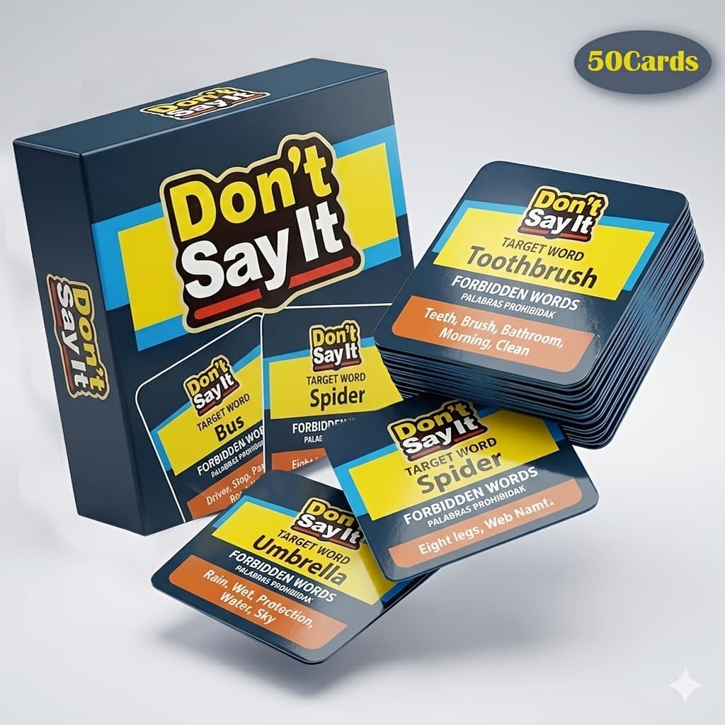 TEMU Don't Party Card Game - 50 Premium Forbidden Word Cards, Safety Design, Glossy Finish, Social Icebreaker For Groups & Parties, Portable Pocket Size, Art Tabletop Game