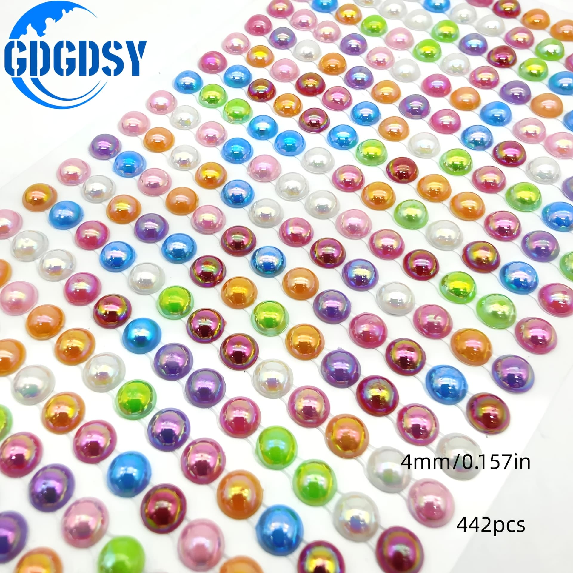 TEMU 260/442pcs 4/6mm Colorful Round Flat Back Pearls, Artificial Resin Gemstone Pearl Face Stickers, Diy Decoration, Wedding Decoration Acrylic Gemstone Pearl Stickers