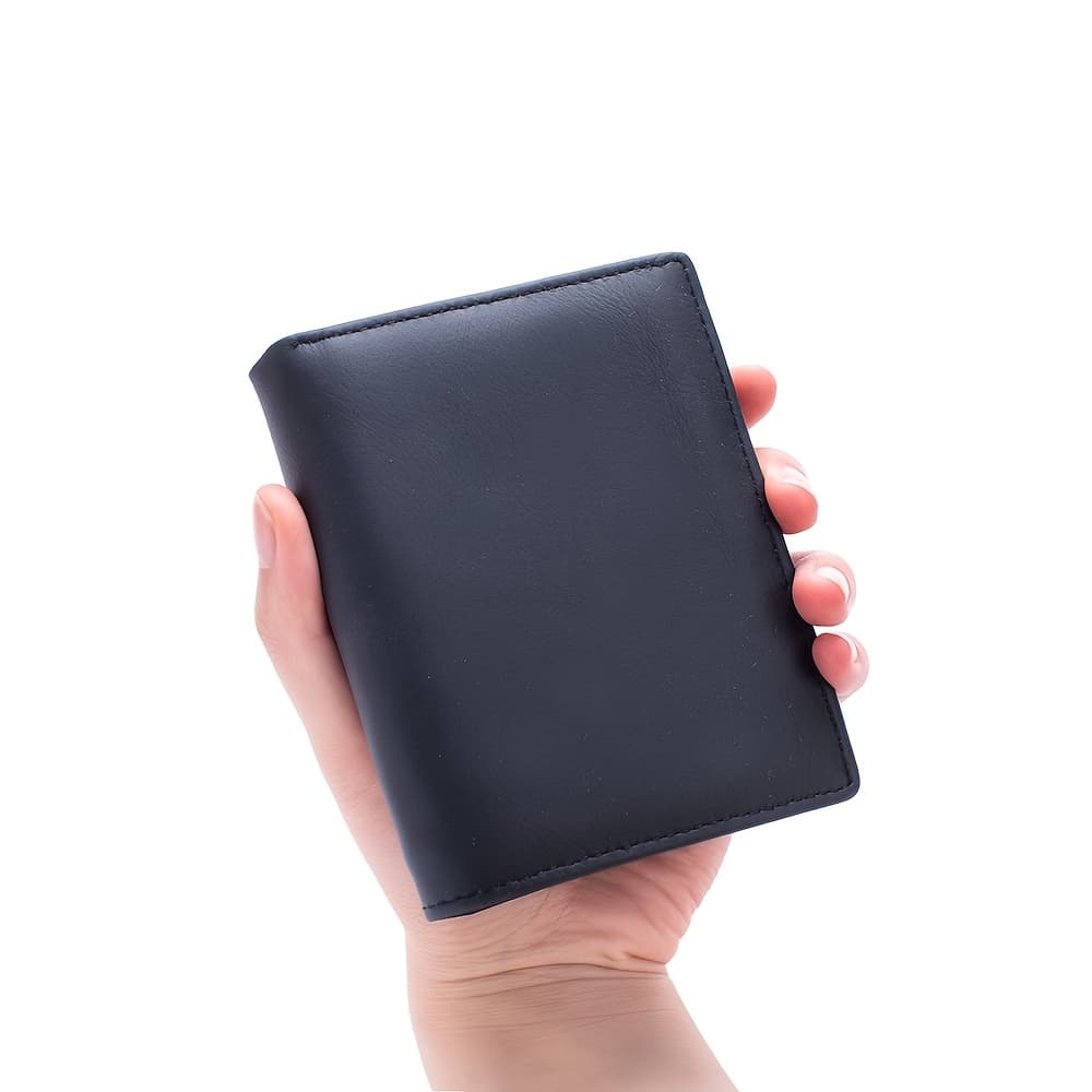 TEMU Men's Wallet Genuine Leather Wallets For Men Coin Purse Vintage Vertical Business Short Credit Card Holder Men's Rfid Wallet