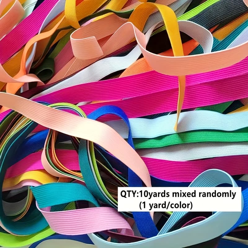 TEMU 10-yard Colored Elastic Band For Handmade Diy, Pants, Bags, And Clothing Repair/decoration Random