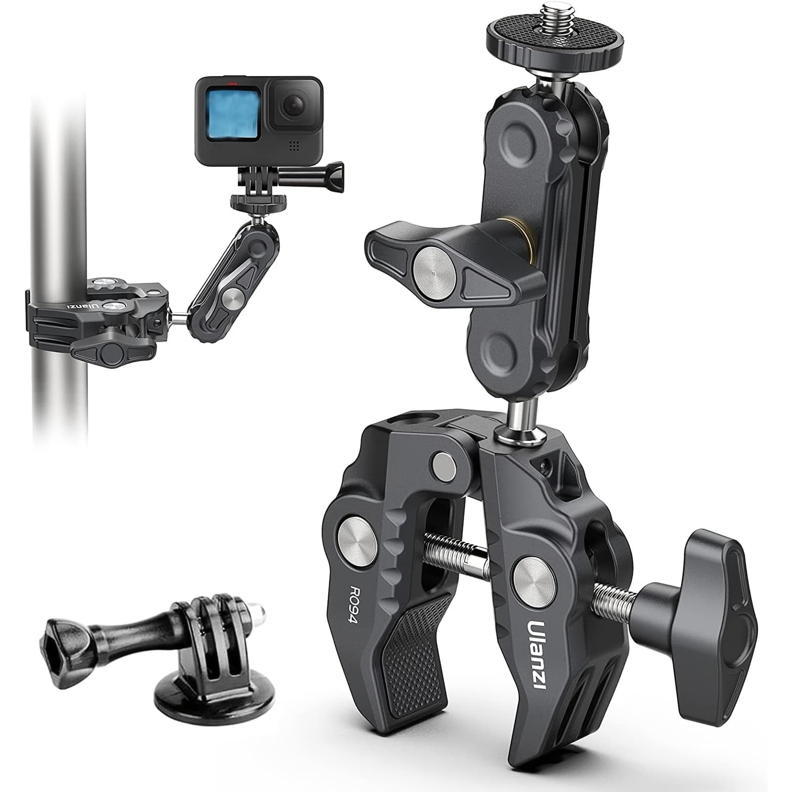 TEMU Ulanzi Camera Clamp Mount Monitor 360° Magic Arm Double Ball Head Adapter With 1/4"-20 & 3/8"-16 Thread For Dslr Action Camera/led Lights// Mx/ Movi 1pc/2pcs/3pcs)