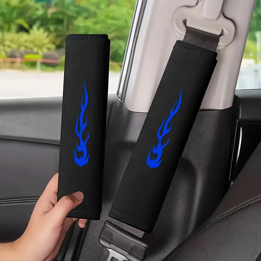 TEMU 2pcs Car Embroidered Shoulder Pads, Soft Seat Belt Covers, Universal Automotive Accessories, Breathable And Adjustable Seat Belt Shoulder Pads For And Protection, Car Interior Accessories