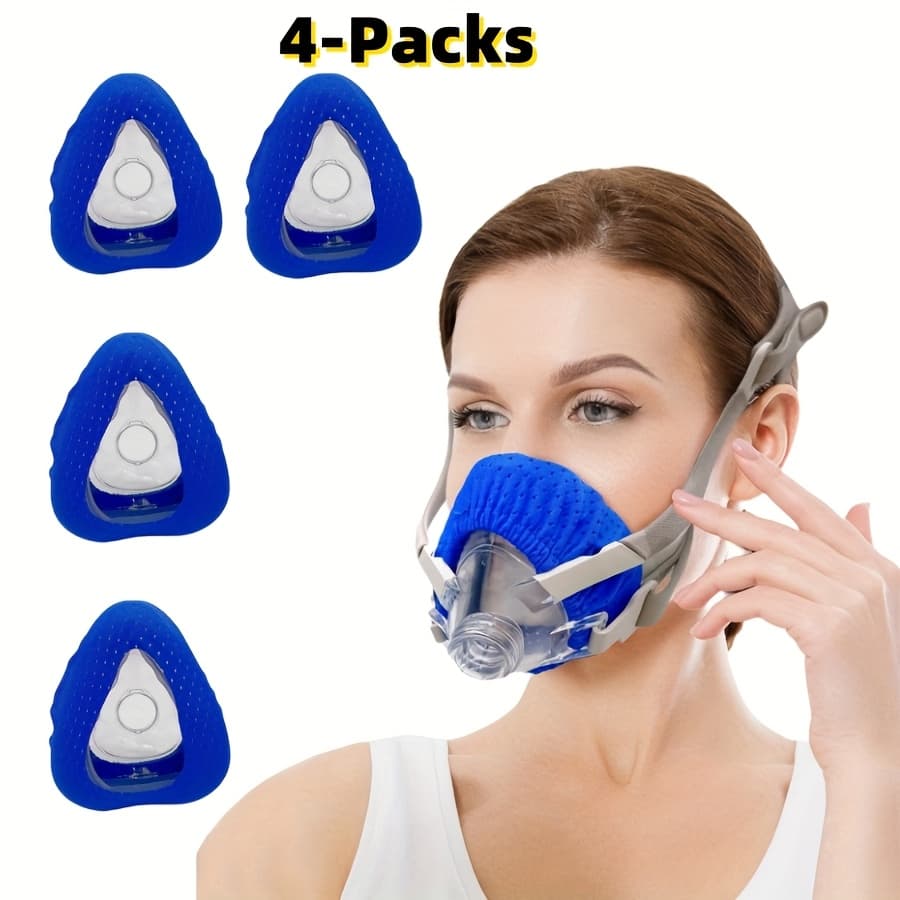 TEMU 4 Pack Cpap' Mask Liners, Covers For Seal Mask Cushion Y Cpap' Mask Covers Full Face Masks,improve The Of Wearing (blue)
