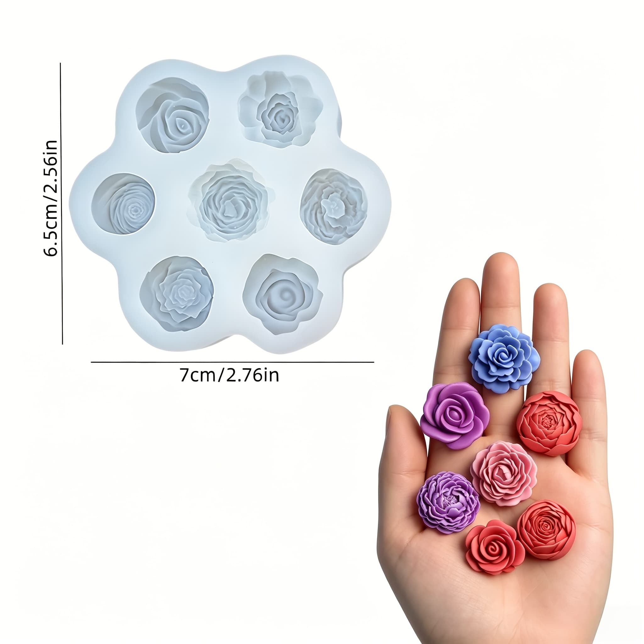 TEMU Resin Silicone Mold 3d Rose Flower Candle Mold Peony Mold Clay Plaster Carnation Molds For Diy Spring Flowers Garden Decorations Mold Home Table Ornament Molds