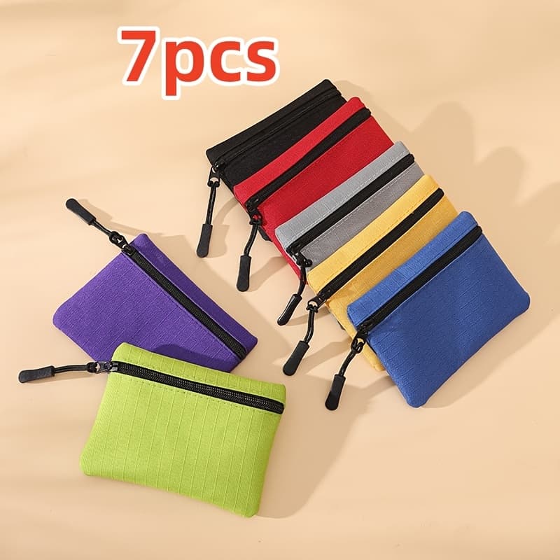 TEMU 7pcs Mixed Set - Mini Portable Coin Purse. Lightweight And Compact, It Can Hold And Cards With 1 Hand, Bidding Farewell To The Annoyance Of Things Getting Scattered. For Lovers .