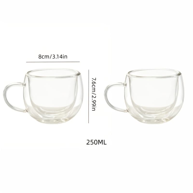 TEMU 2pcs Set Of High Borosilicate Glass Transparent Minimalist Thick Double-walled Mugs For Office Juice Drinks, , And Home Iced Americano Latte Coffee