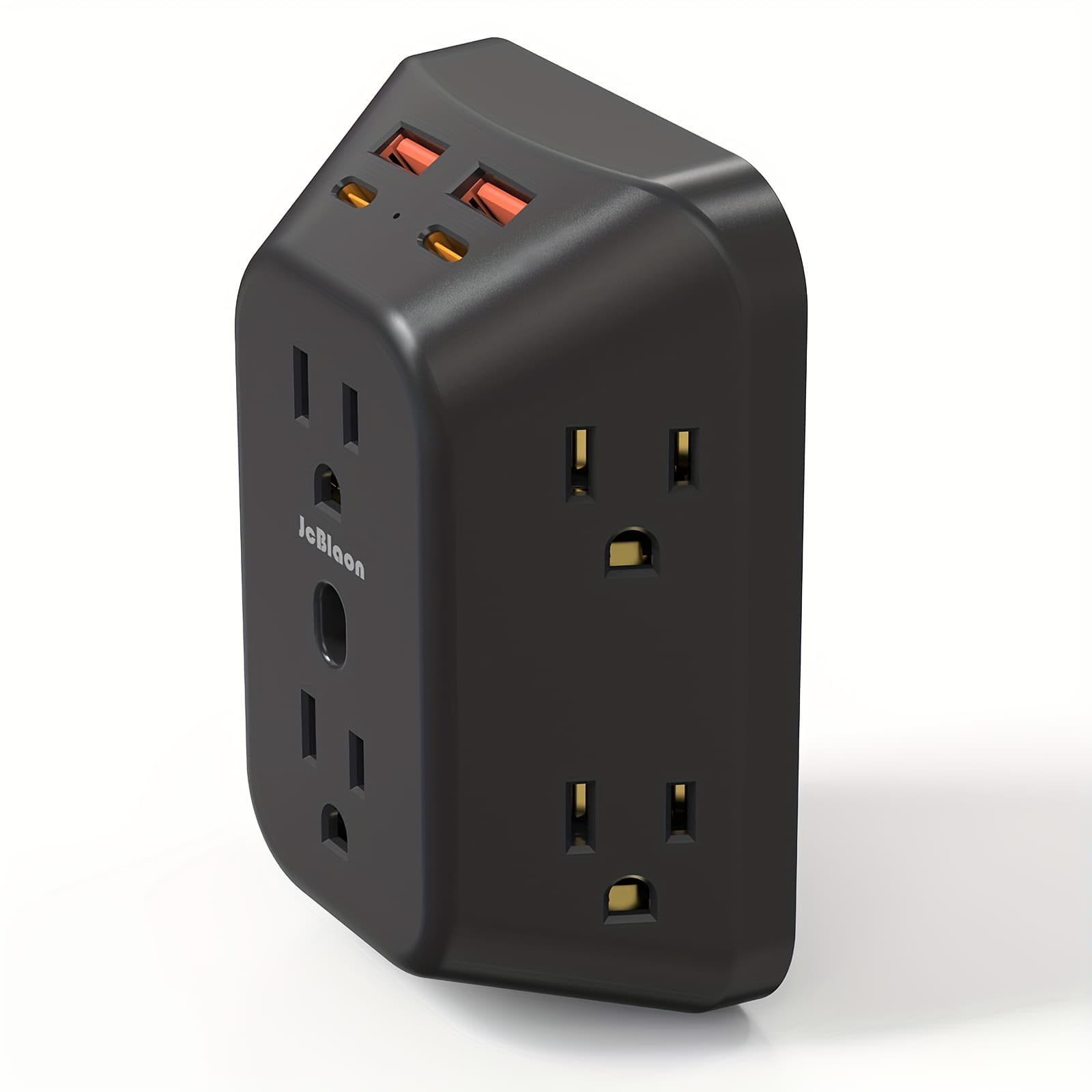 TEMU Wall Outlet With Usb Ports, 6 Outlets Extender And 4 Usb Ports, 1050 , 4-sided Strip Protector, Wall Outlet Multi Plug Wide For Home, Travel, Dorm Room Essentials, White/black