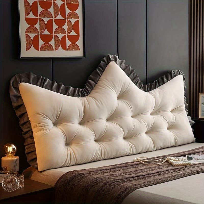 TEMU Bedside Cushion Crown Cushion Tatami Princess Wall Soft Cushion Lace Sofa Waist Protector Large Backrest