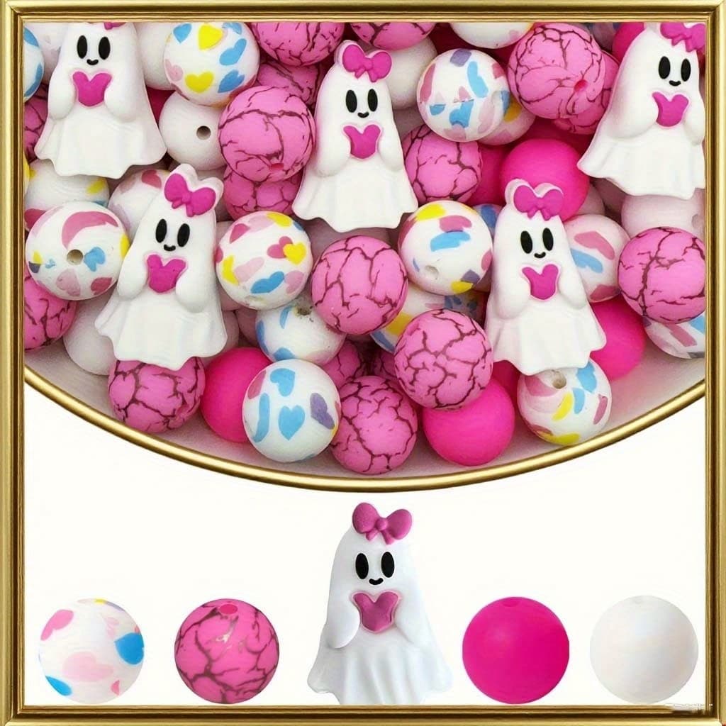 TEMU 32pcs Set Of Red -themed Silicone Beads For Crafting, Perfect For Making Jewelry, And Bracelets, Ideal For Halloween Decorations And Projects