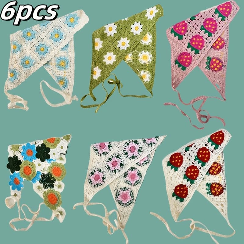 TEMU 6pcs Elegant Triangular Scarf Women's Fashion Retro Headband