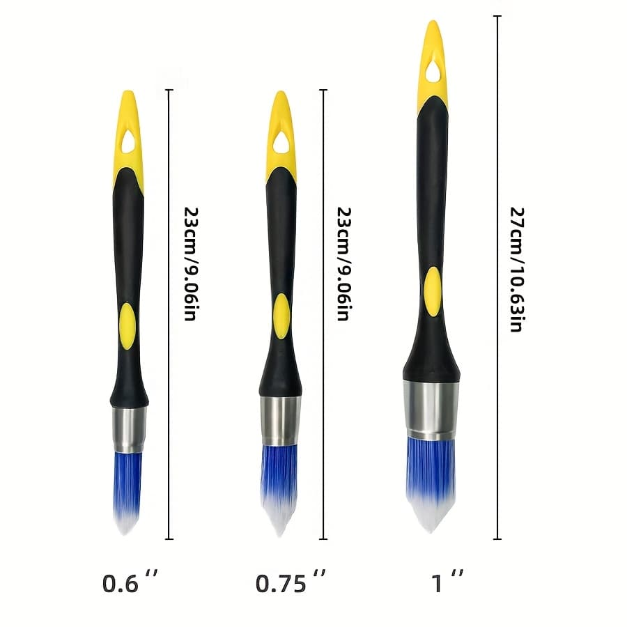 TEMU 3pcs Edge Paint Brush | Soft Bristle Brush- 5/8 ", 3/4 " And 1 "| Durable Plastic Handle, Very Suitable For Home Decoration And Wall Painting-household Bristle Paint Brush