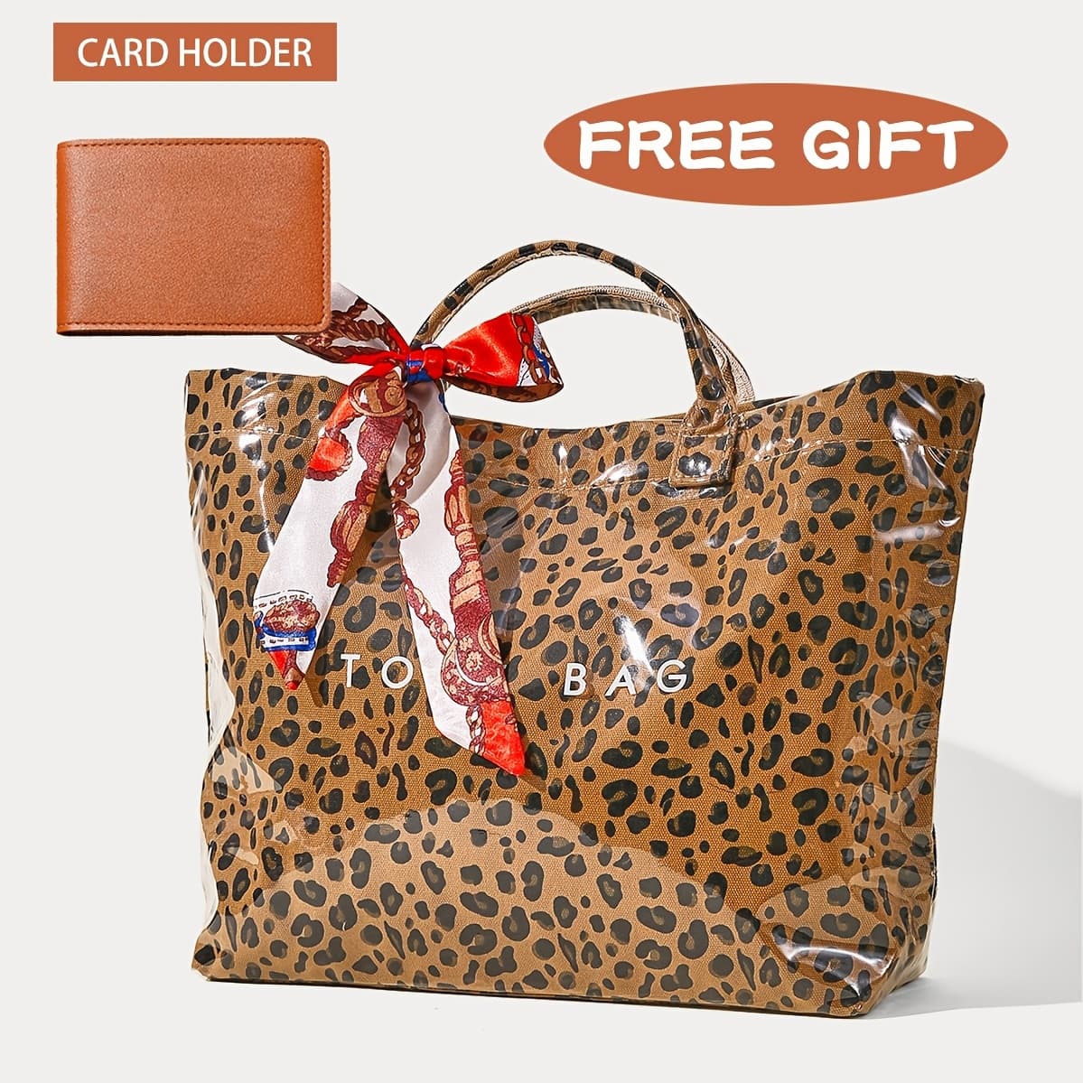TEMU Fashion High-end Texture Large Capacity Leopard Print Tote Bag, Pu Open Tote Bag Storage Bag, Niche Design Versatile Tote Bag