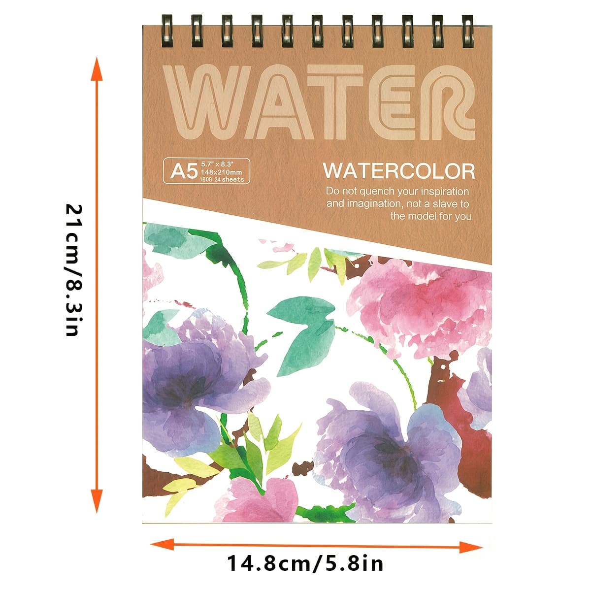 TEMU Large Size Spiral Bound Watercolor Sketchbook - A5 Size, High Quality Thick Cover, Thick Paper Pages, Suitable For Painting And Watercolor, Ideal For Beginners Or Professionals