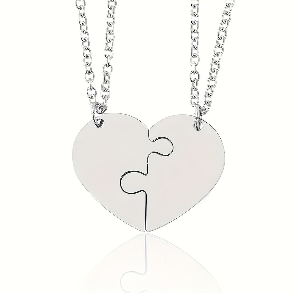TEMU 2pcs Name Customized 2 Halves Heart Peach Heart Necklace Stainless Steel Material Can Engrave Family, , Couple Names Two-piece Necklace
