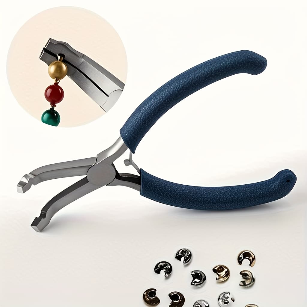 TEMU Blue Handle High Carbon Steel Round Hole Pliers - Positioning And Jewelry Making Tool, Ideal For Diy Crafts, Including Multicolor Beads, Round Hole Pliers, And Jewelry Making Tools