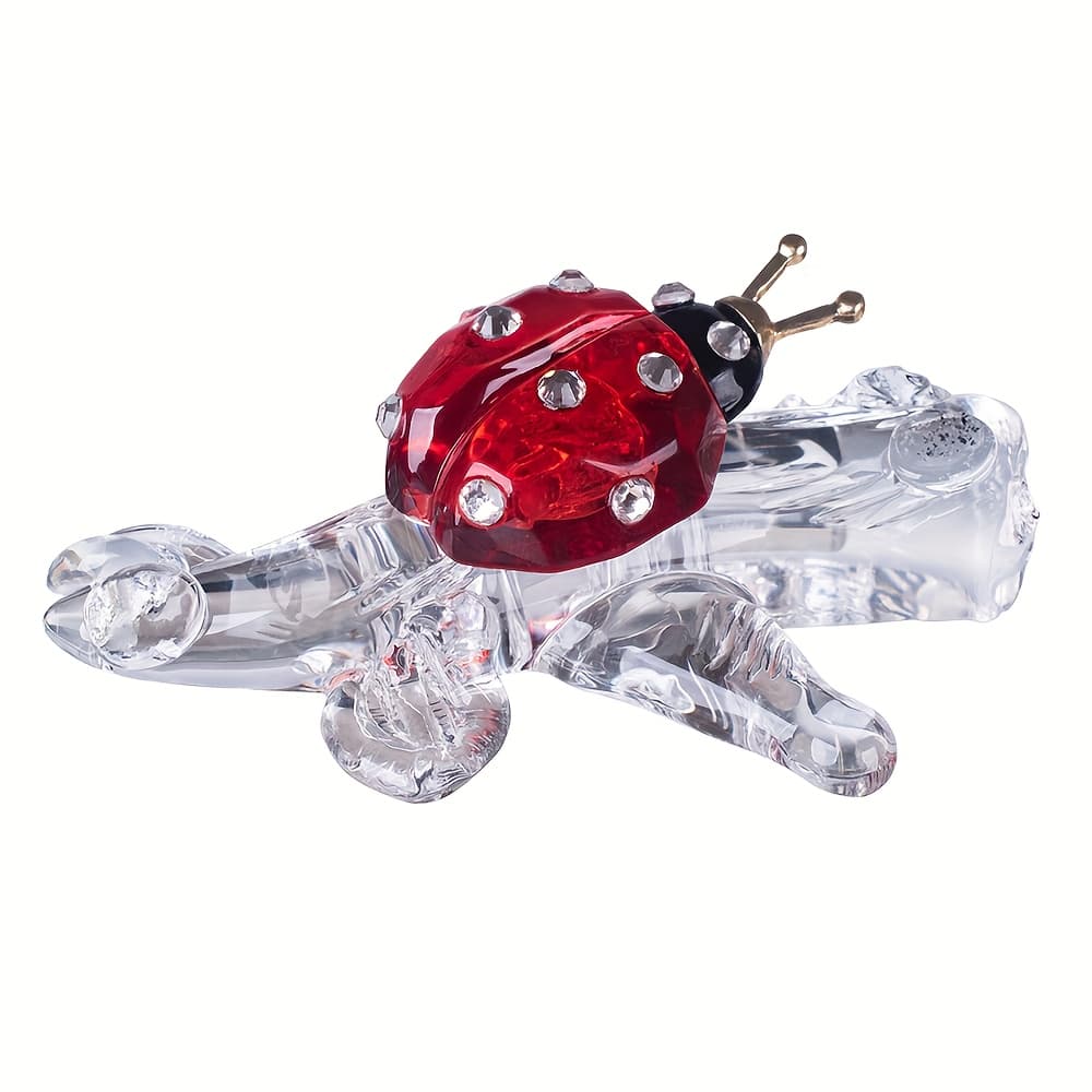 TEMU Crystal Ladybug Climbing Tree Creative Craft, Universal Desktop Ornament For Bedroom, Living Room, Office, Exquisite Gift For , Lovers,