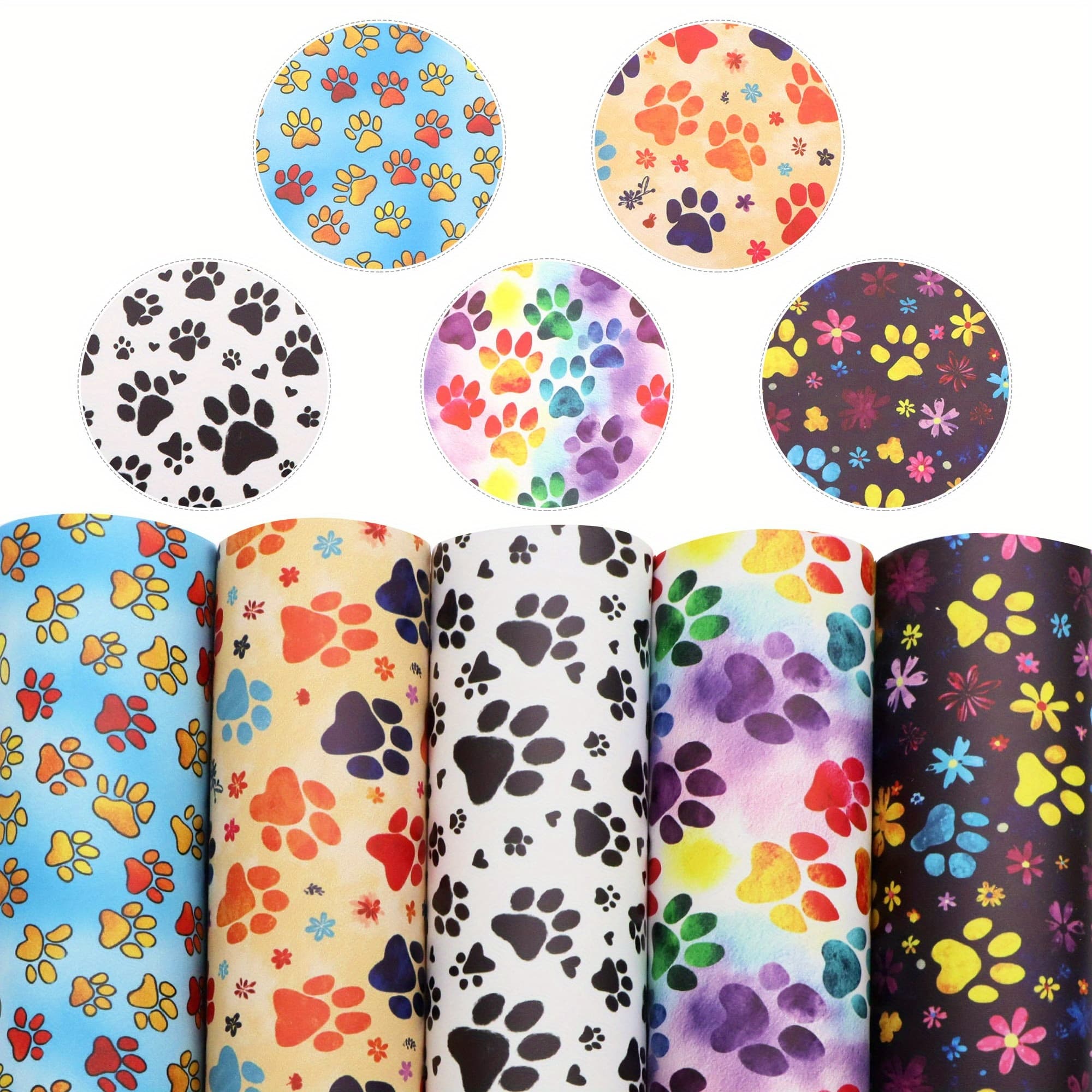 TEMU Set Of 5pcs Of Faux Leather Sheets Measuring 7.87x12.99 Inches, Featuring A Colorful Dot , Perfect For Projects Like Earrings And Hair Bows