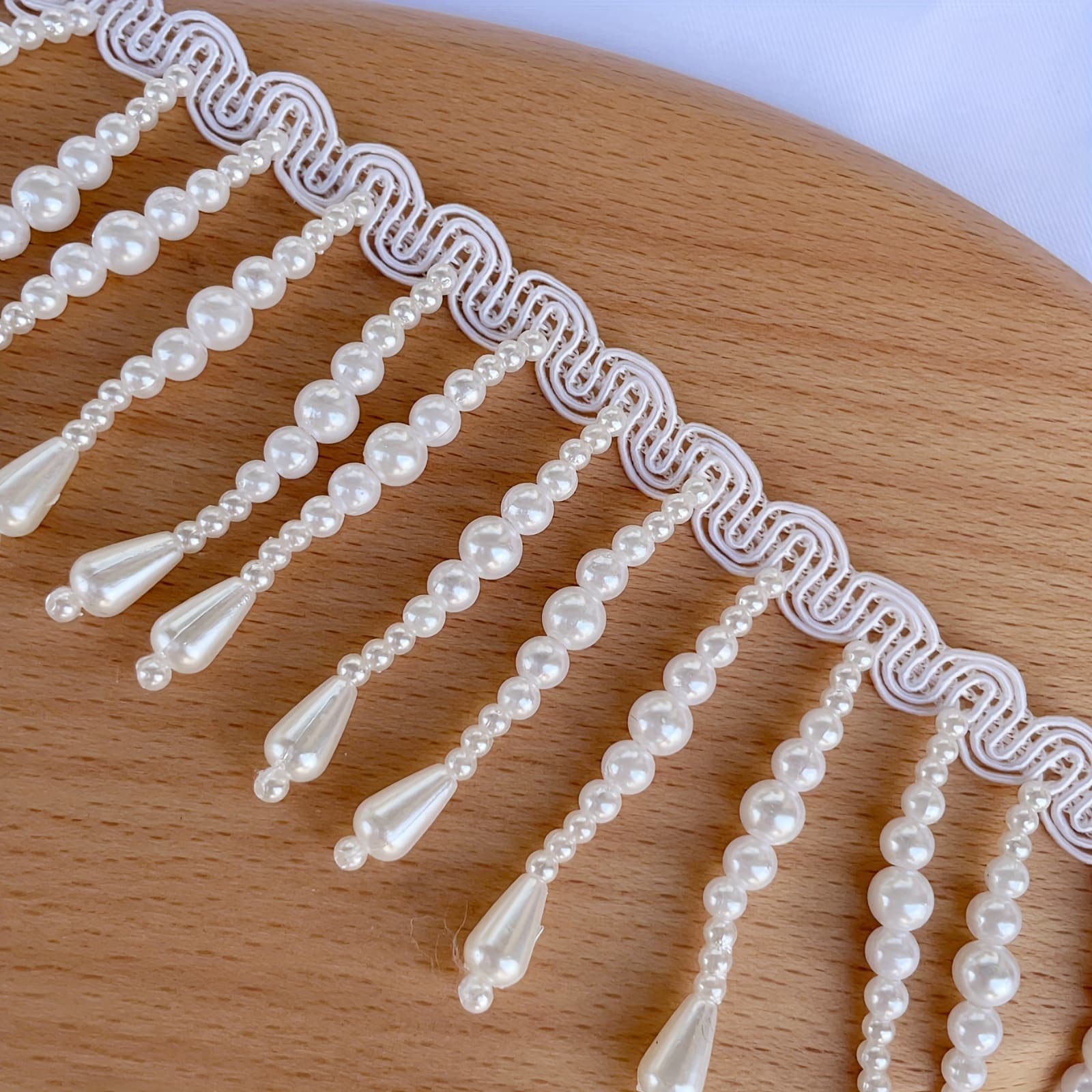 TEMU 1pc 90cm Hand Sewing Beaded Lace Dance Costume Trim Lace