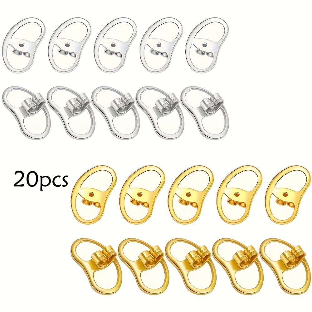 TEMU 20pcs Copper Earring Lifters, Hypoallergenic Adjustable Crown Backs For Ears, Diy Earring Supports & Findings For Heavy Earrings